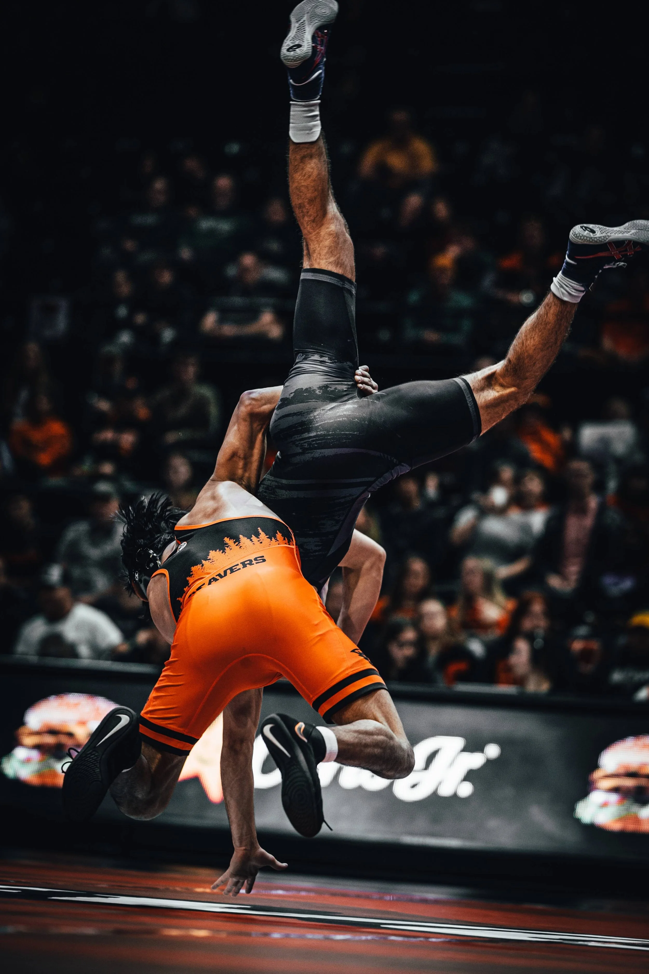 OSU assistant coach Cory Crooks calls Maximo Renteria “a gangster, a beast” because of his aggressive wrestling style (courtesy Allie Grant/OSU wrestling)