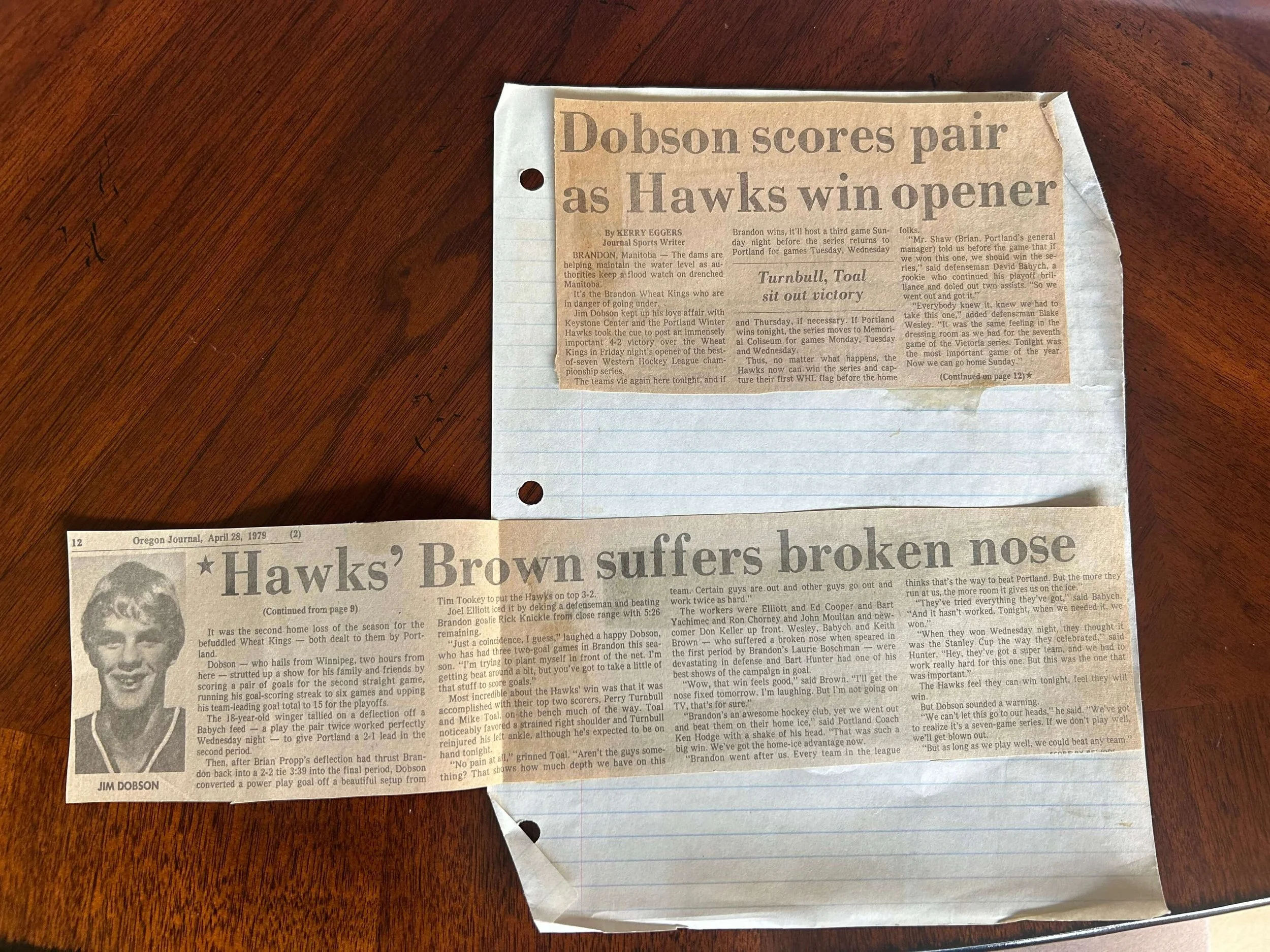 Newspaper article: Hawks Brown suffers broken nose