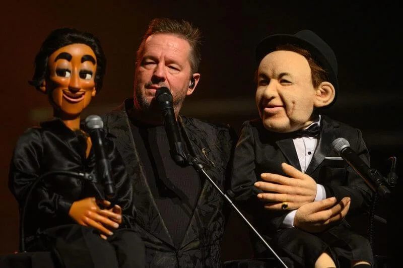 Terry Fator with Fernando V. Francisco (left) and Frank Sinatra, staples of the act he brings to Lincoln City and Pendleton in the coming weeks (courtesy Caprio Media Design)