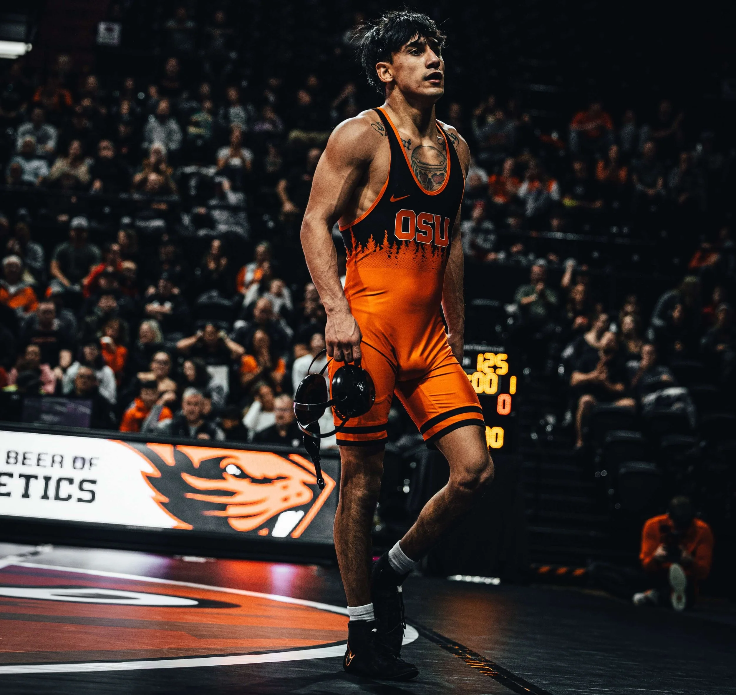 Oregon State senior Maximo Renteria wants to end his college career by winning the 125-pound division at the NCAA Championships March 19-21 in Cleveland (courtesy Allie Grant/OSU wrestling)