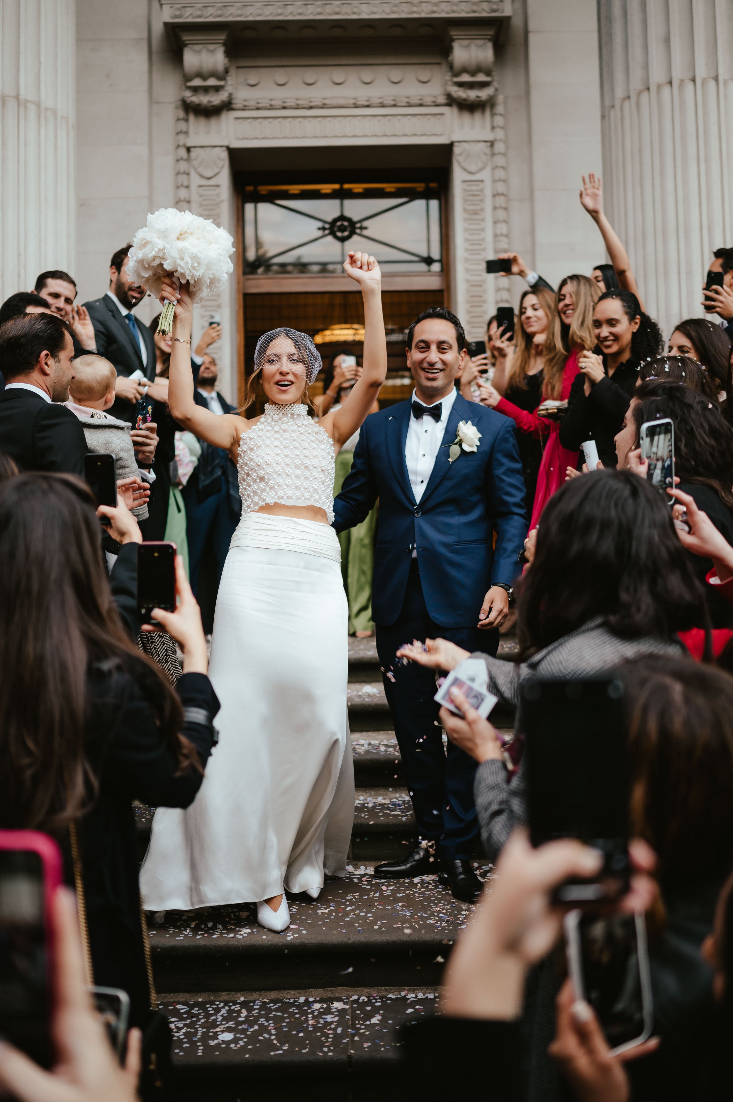 Town Hall wedding photography - confetti photos