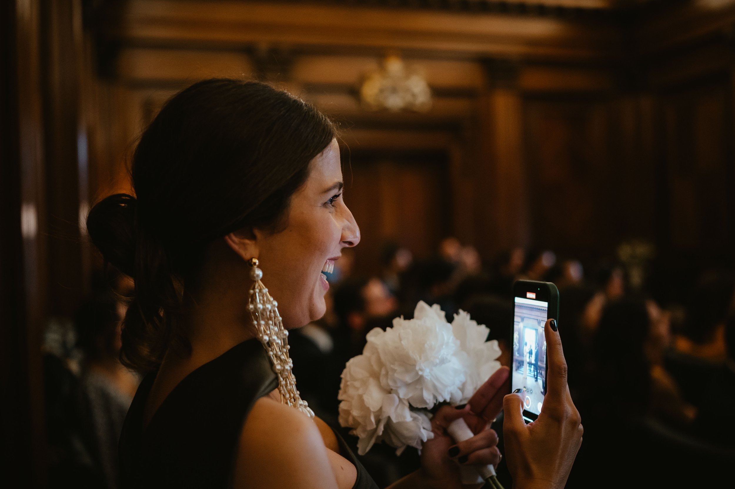 guest recording wedding at Marylebone registry office