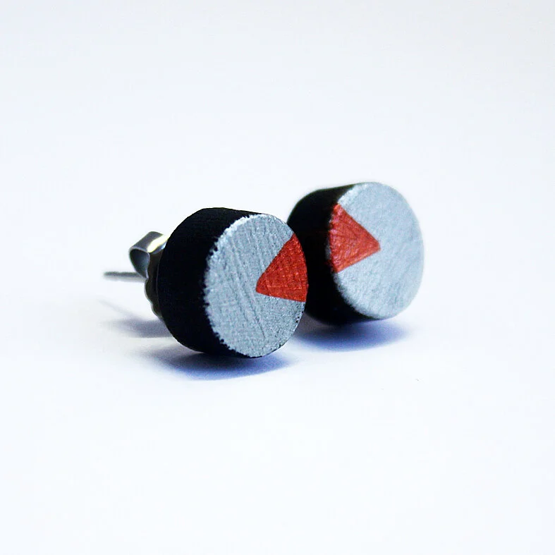 Stud Earrings - Wedge Silver