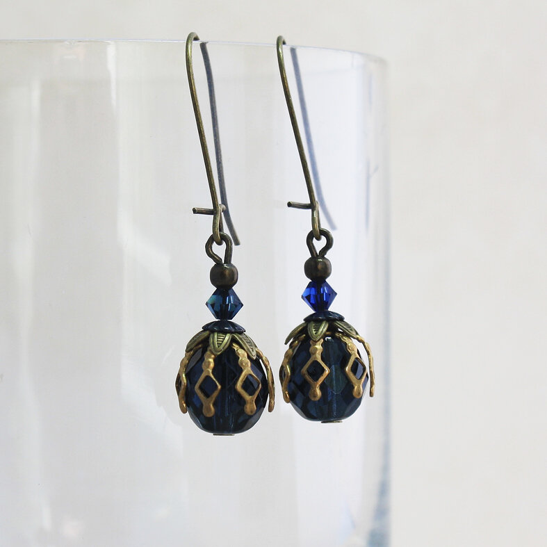 Earrings - Vintage Blue Drop