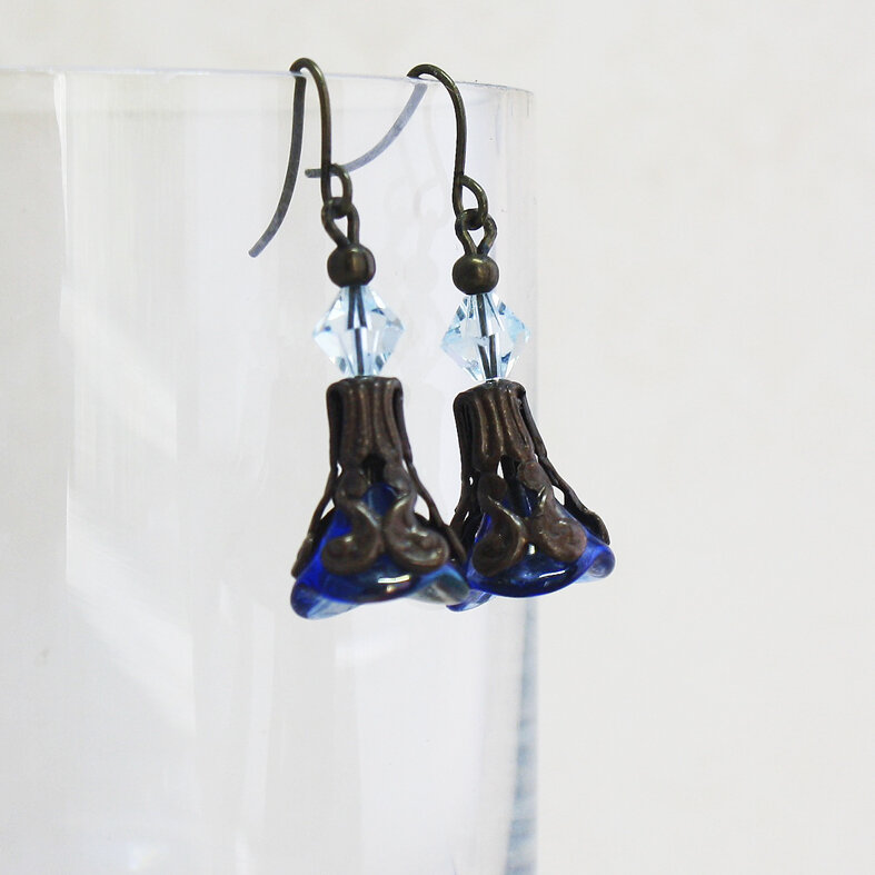 Earrings - Vintage Drop blue