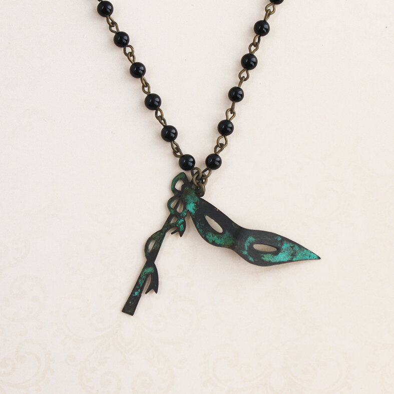 Necklace - Vintage Short Length Masquerade Mask