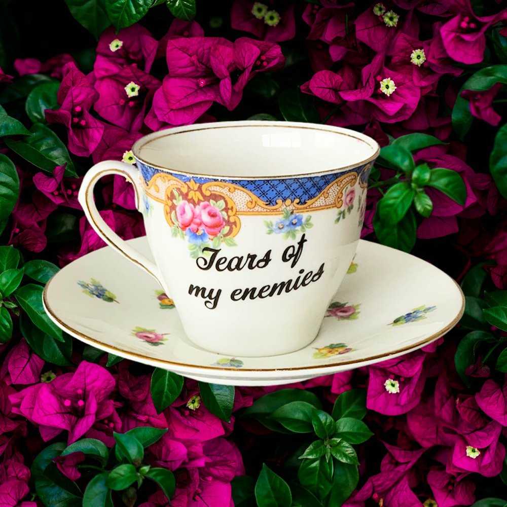 Tears Of My Enemies, Funny Vintage Tea Cup — The Dandy Lion
