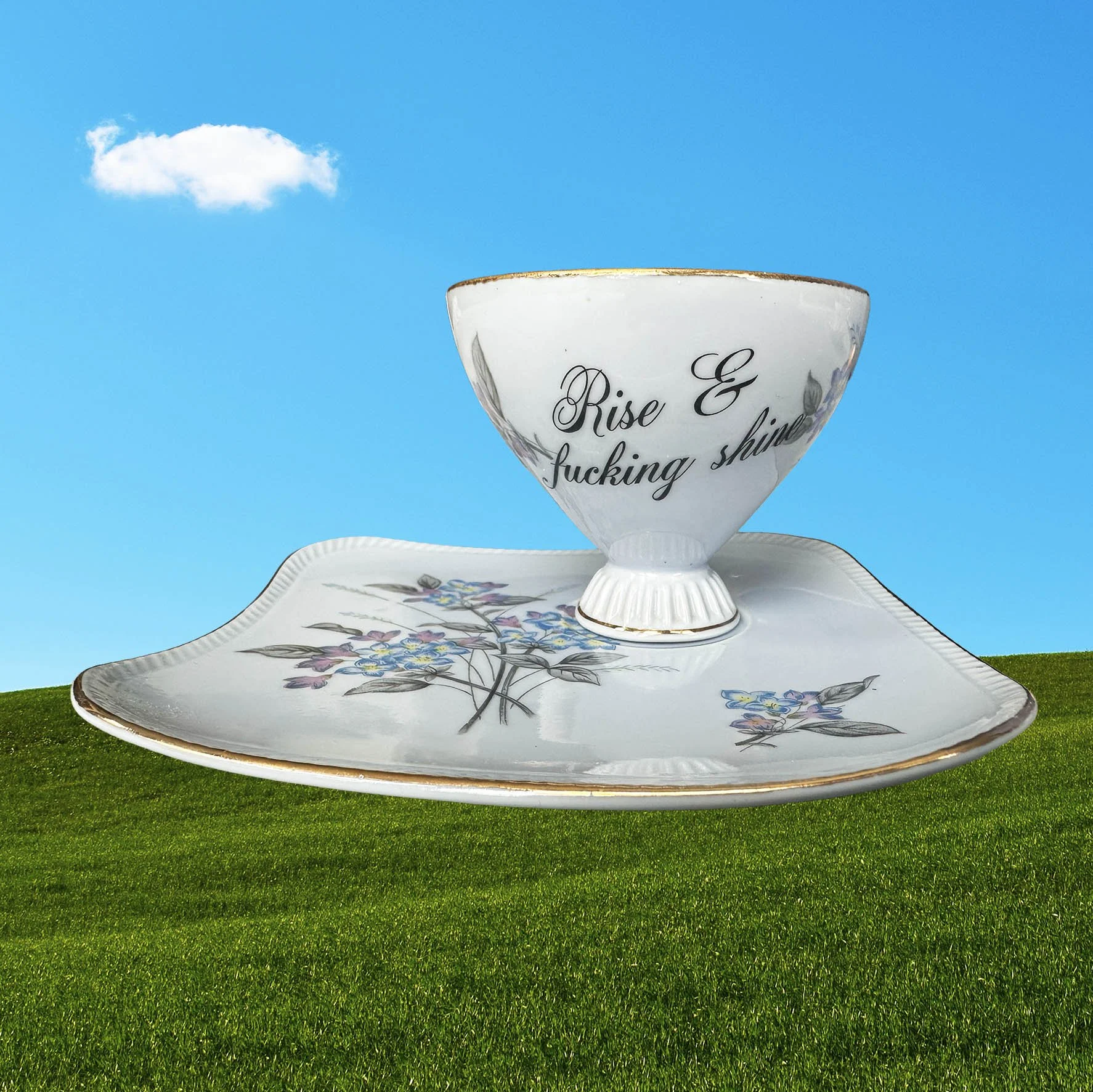 Rise & Fucking Shine - Vintage Tea Cup