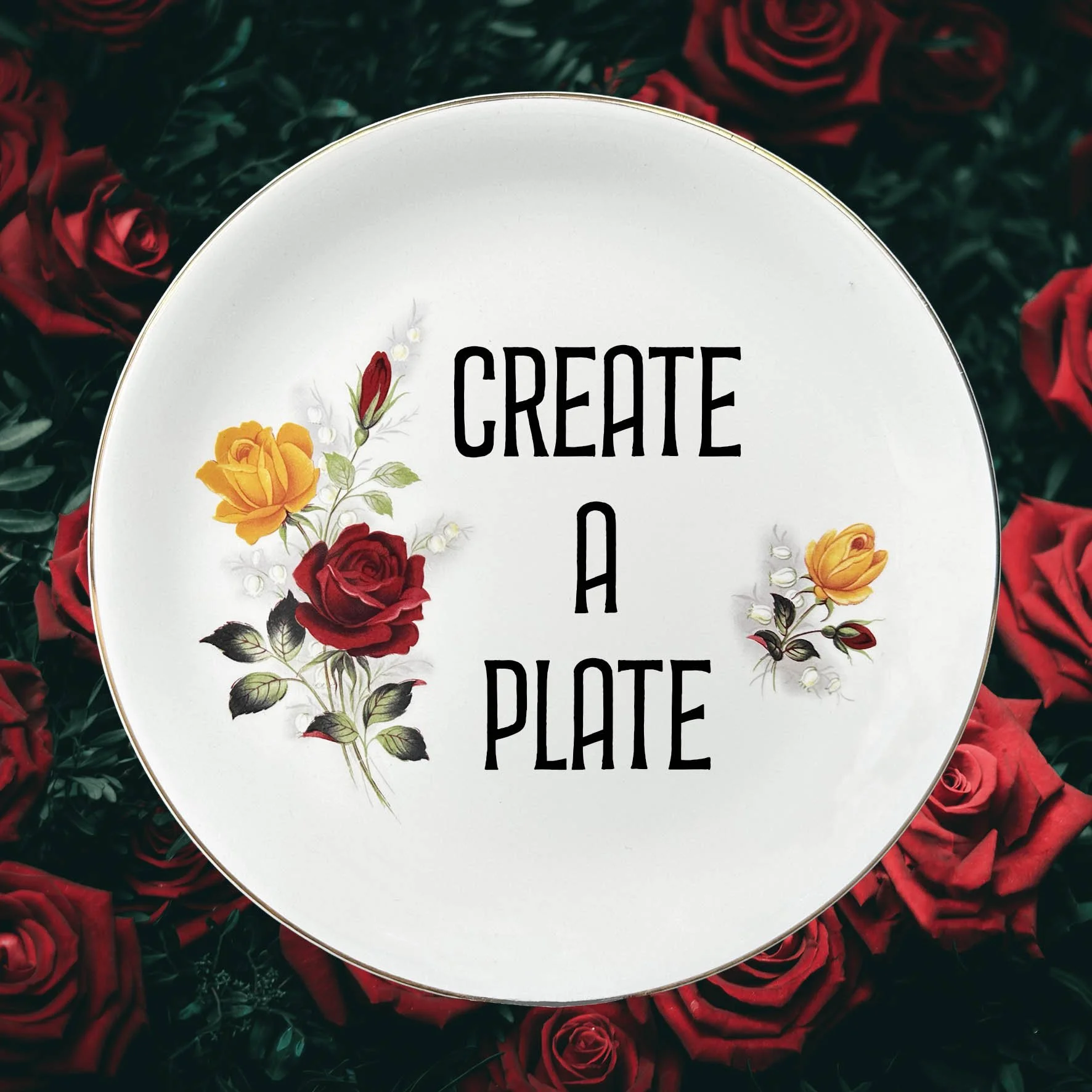 Personalised ceramic plate, create-a-plate custom order gift, put your quote on a vintage plate