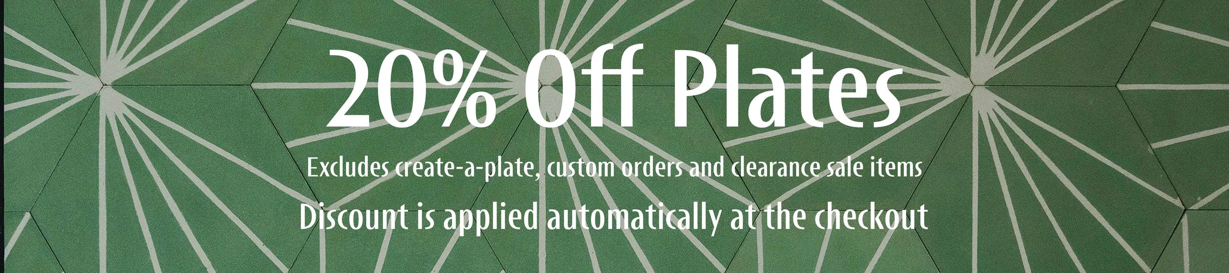 20% off vintage decorative wall plates with funny and rude words and quotes, excluding create-a-plate, custom orders, clearance sale items, and digital gift cards, with discount applied automatically at checkout.