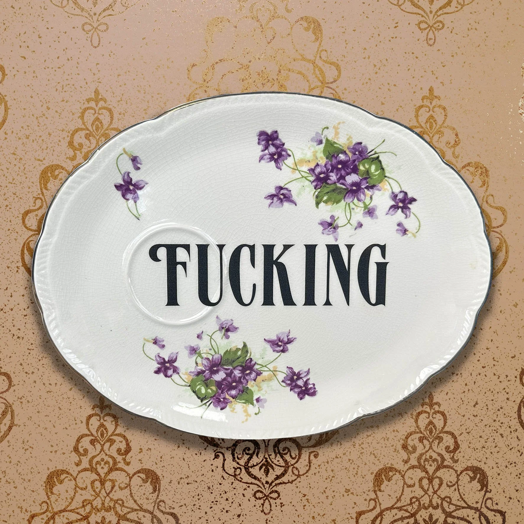 Saucer with the word “fucking”