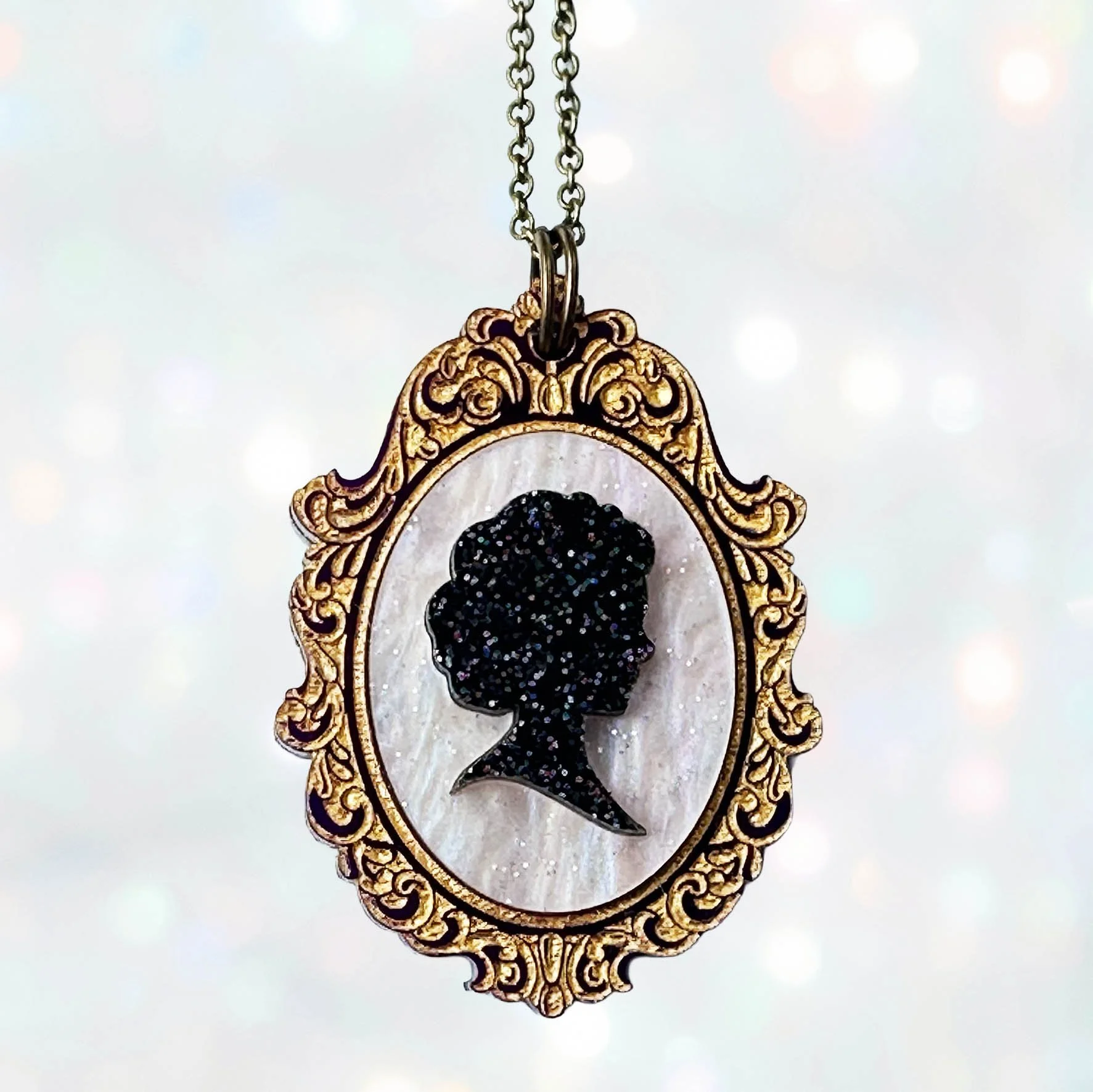 Cameo Necklace - Purple Pink & Gold