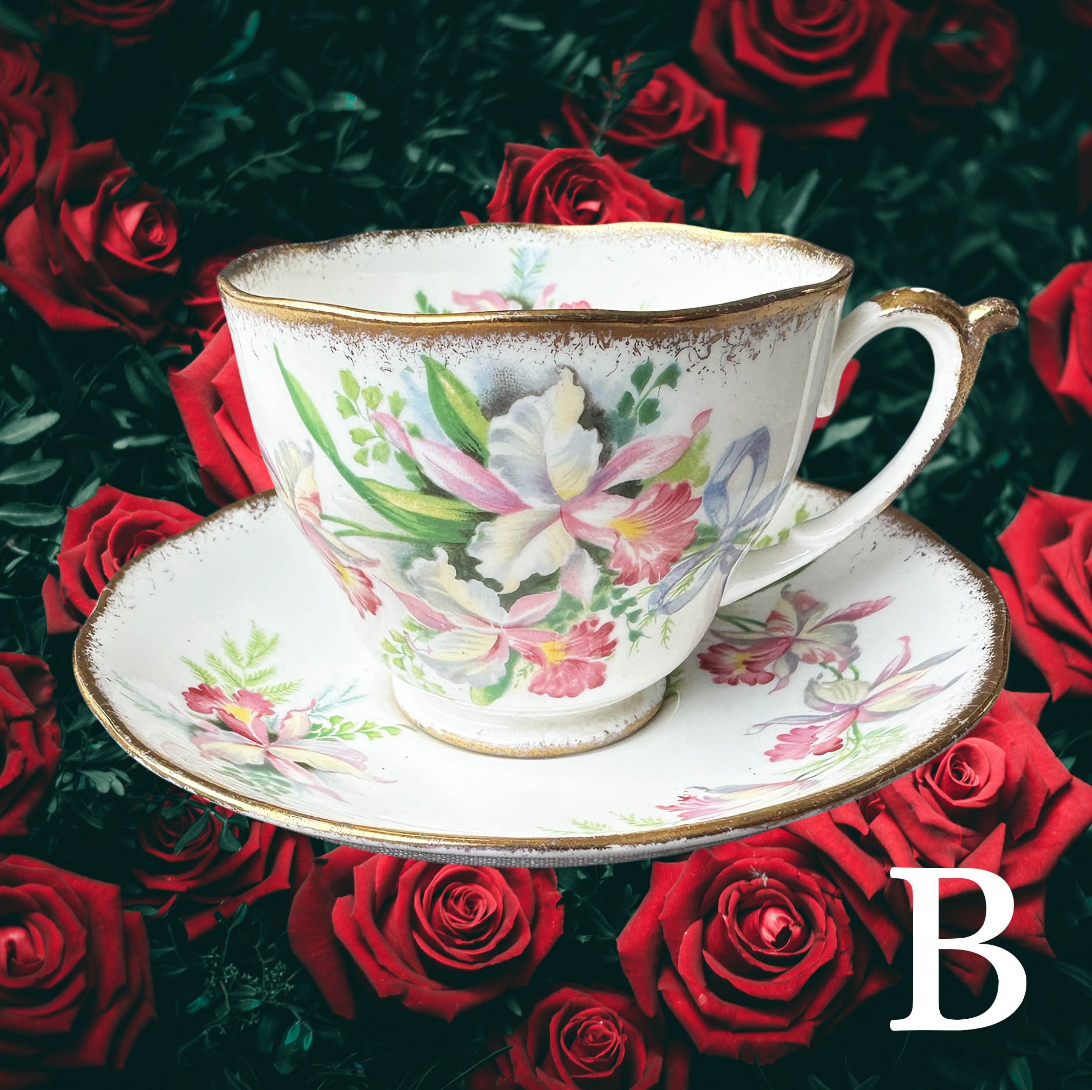 Tears of my enemies, funny vintage tea cup, vintage tea cup with a pink floral design and black cursive writing