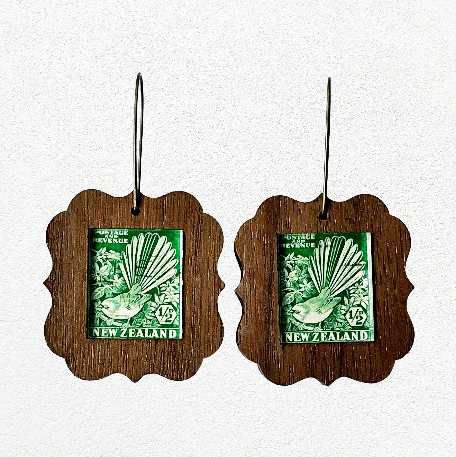 Fantail - Square New Zealand Stamp Earrings
