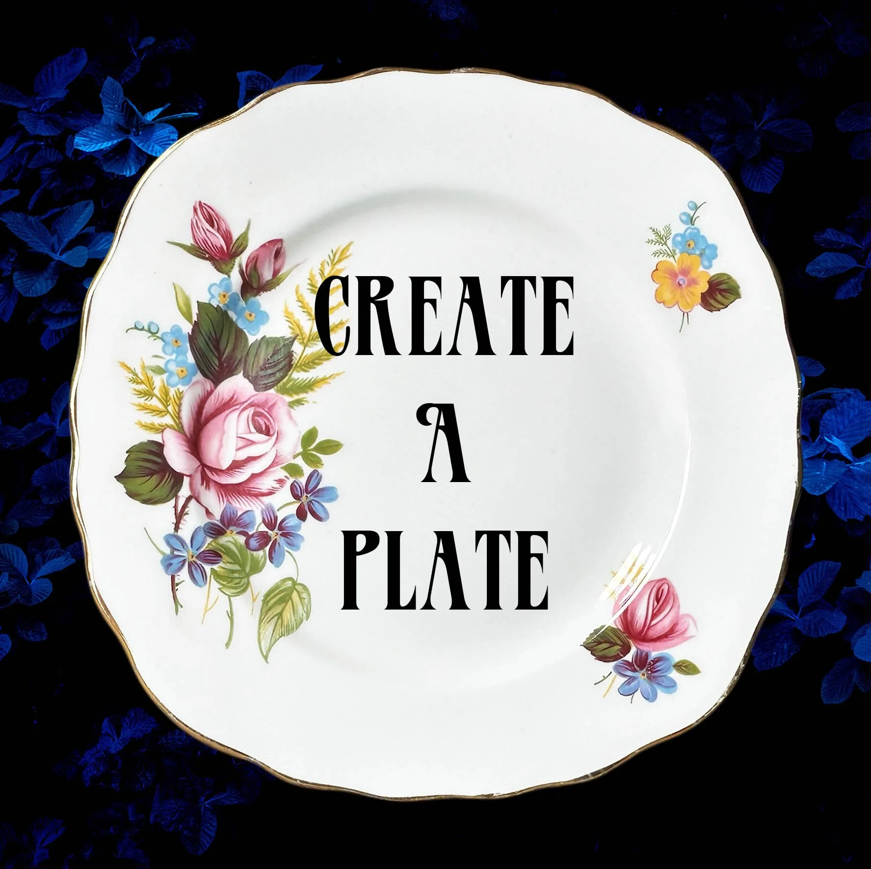 Custom order vintage plate with quote, personalised plate