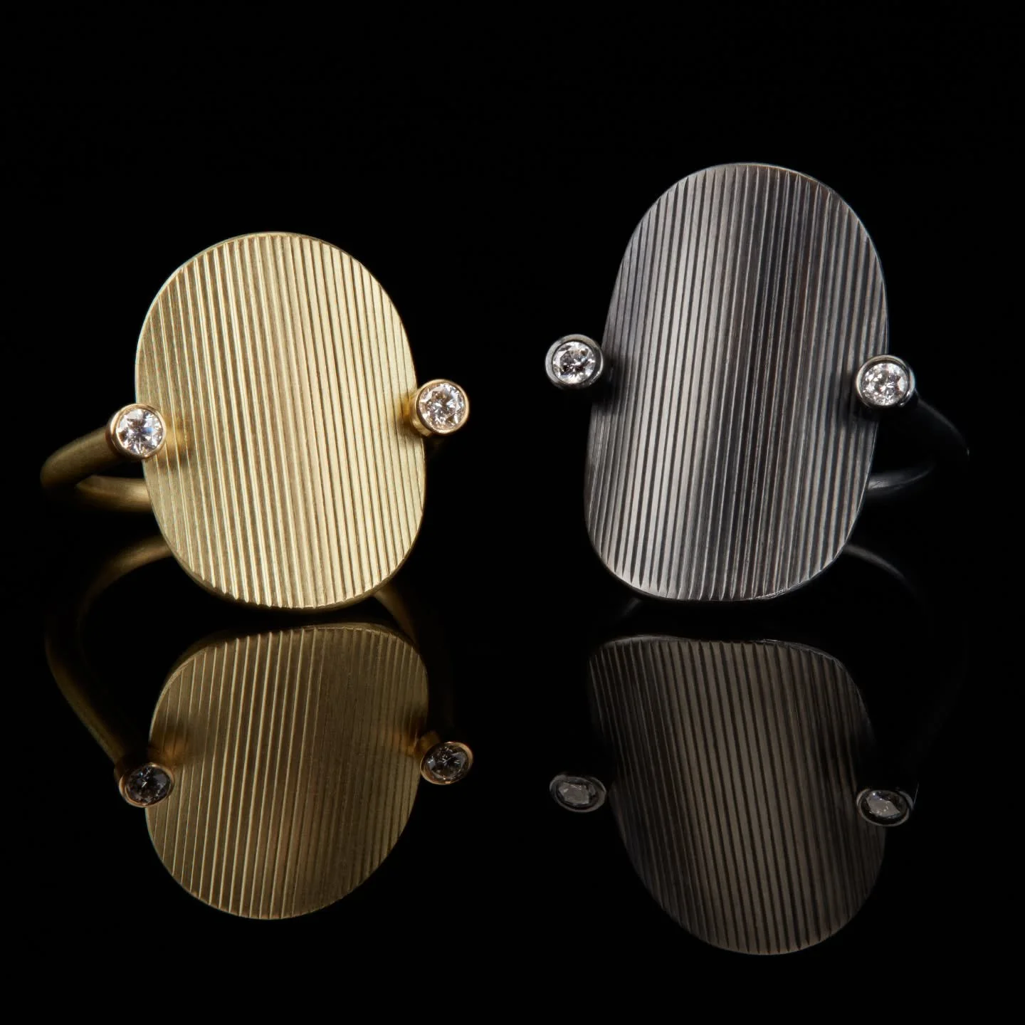 One of my favourite pics of the new work. The simplicity of these rings came after a lot of consideration and sampling. I wanted to bring my signature ribbed texture, which I've been using so much in my wirework pieces these last few years, through i