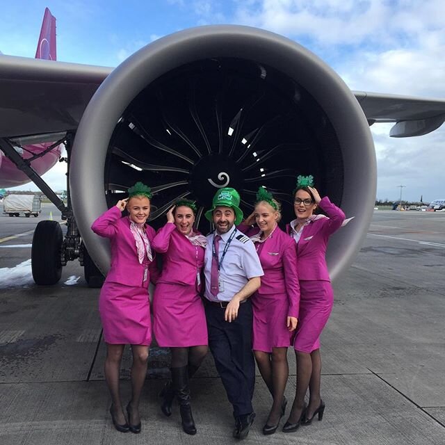 ☘️Celebrating St. Patrick&rsquo;s day☘️ Our crew went all green on their way to Dublin today💚✈️