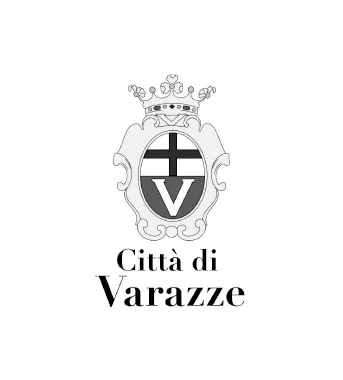 Segno distintivo della città di Varazze con uno scudo e una corona, e il testo "Città di Varazze".