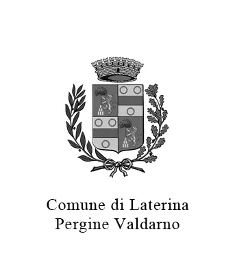 Logo del Comune di Laterina Pergine Valdarno con uno scudo cimiero e rami decorativi.
