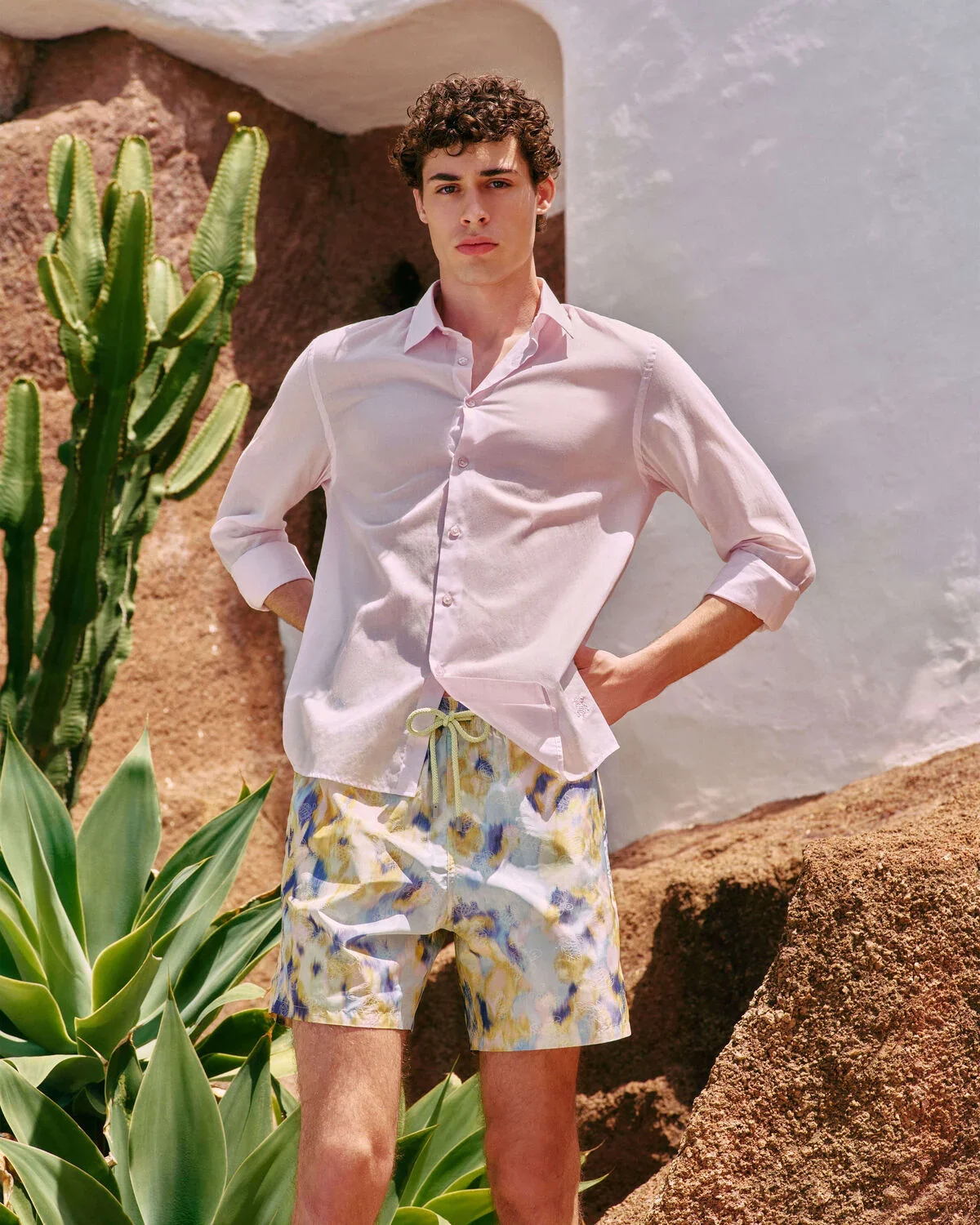 Cotton Voile Lightweight Shirt Solid pale pink  £180.00