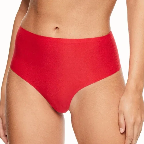Soft Stretch High Waist String Knickers, Poppy Red, One Size