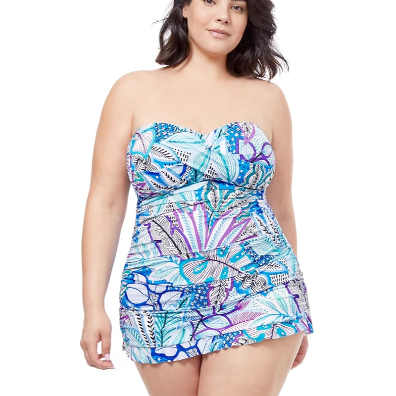 Tropic Boom Bandeau Strapless Swimdress