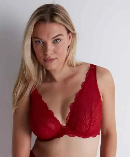 Danse Des Sens Plunging Triangle Bra Red