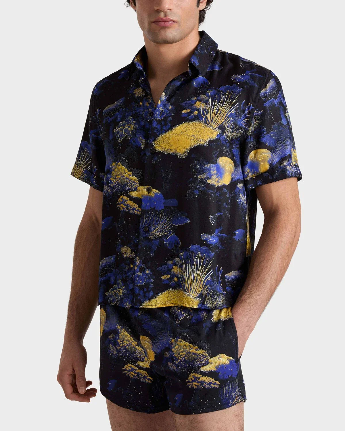 Men Silk Bowling Shirt Coral Reef £380.00