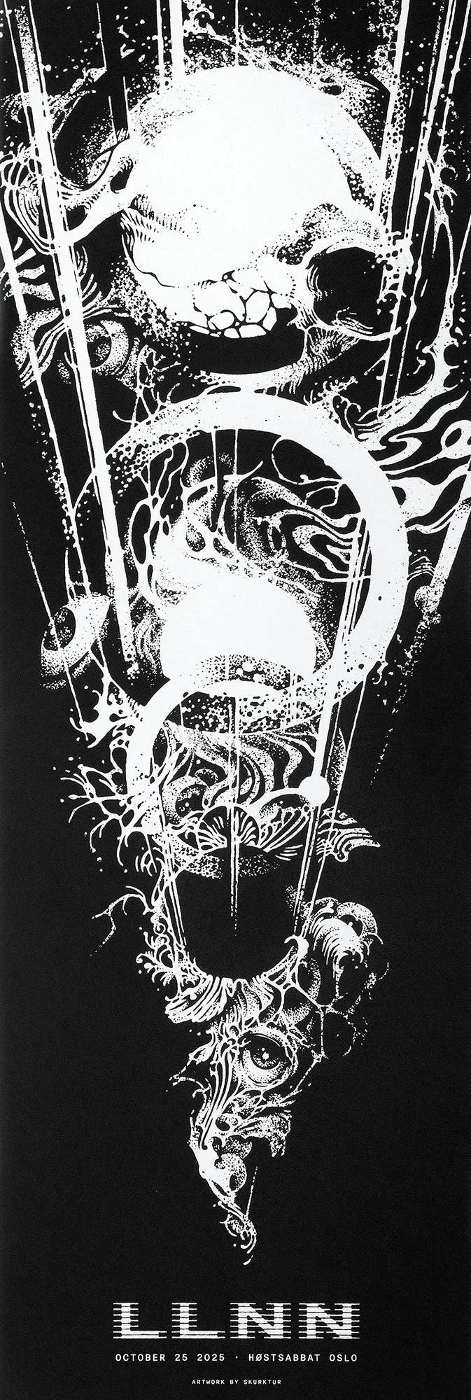 Gig poster for Danish post metal band LLNN’s concert at Høstsabbat Oslo, October 2025.