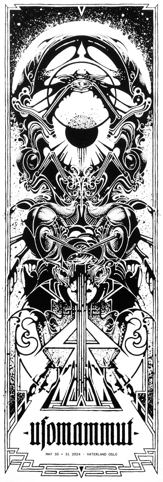 Gig poster for Italian doom metal band Ufomammut double concert at Vaterland in Oslo, May 2024.