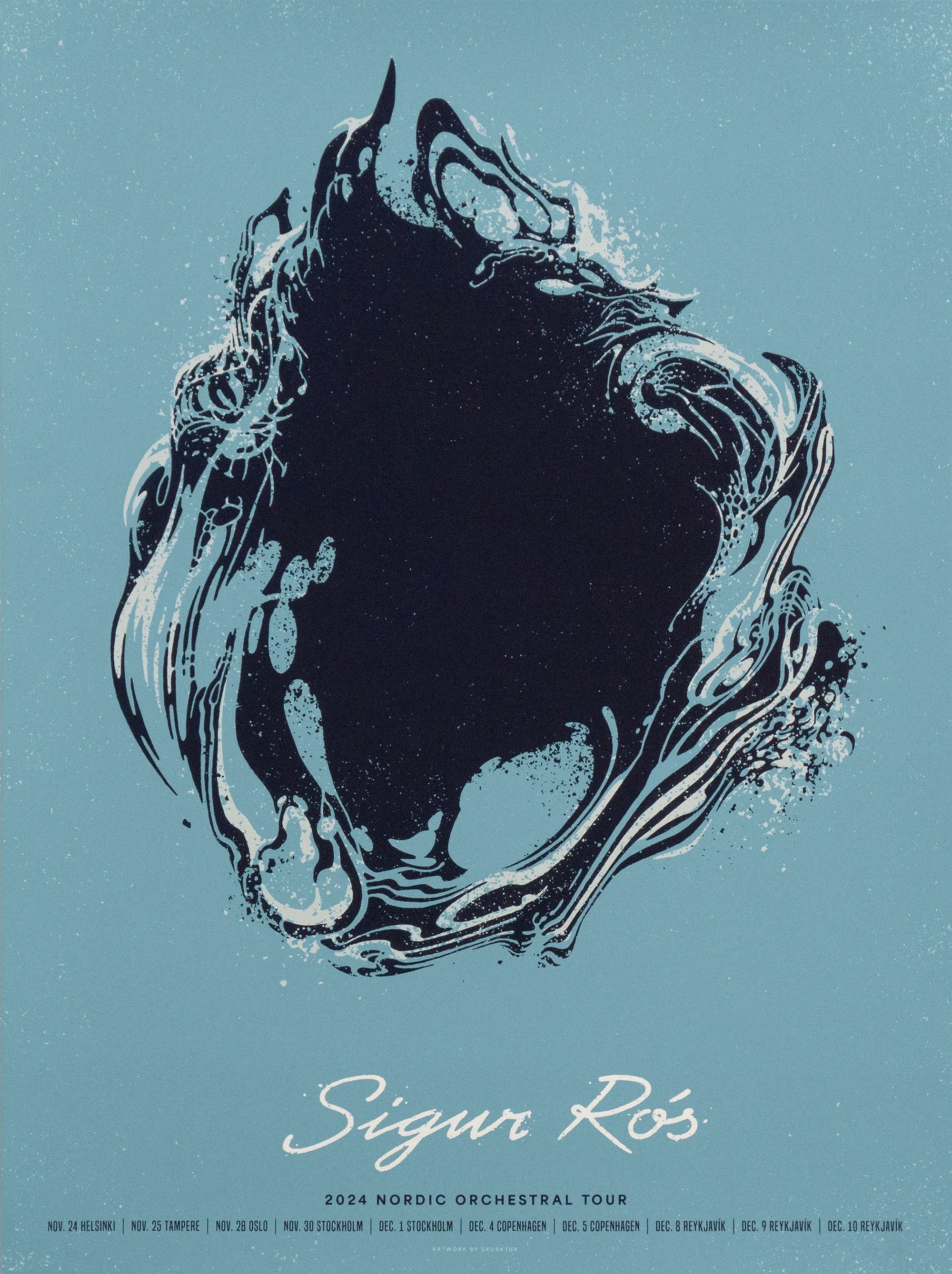 Posters for Icelandic post-rock band Sigur Rós 2024 Nordic Orchestral Tour.