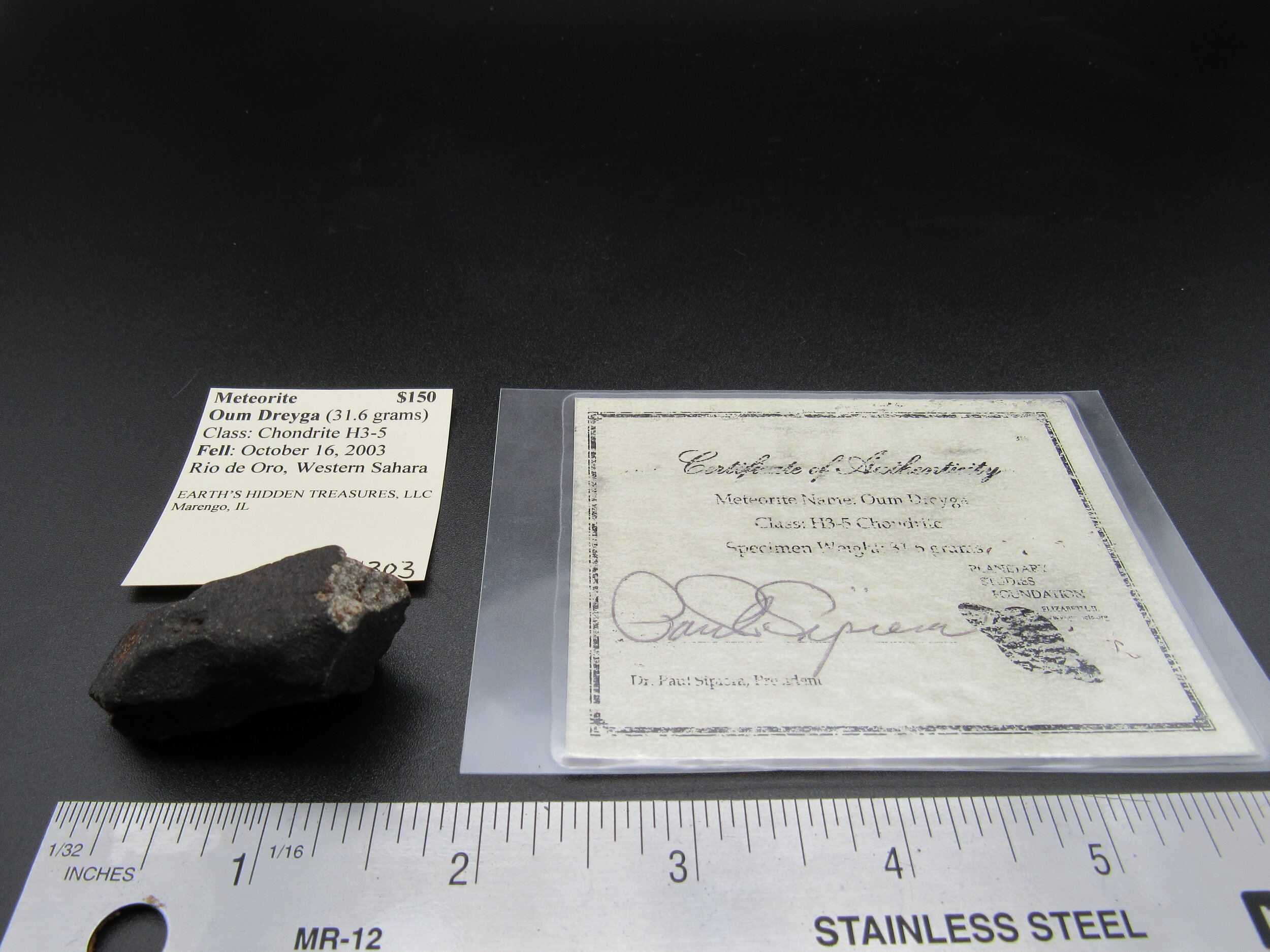 Meteorite label Oum Dreyga 