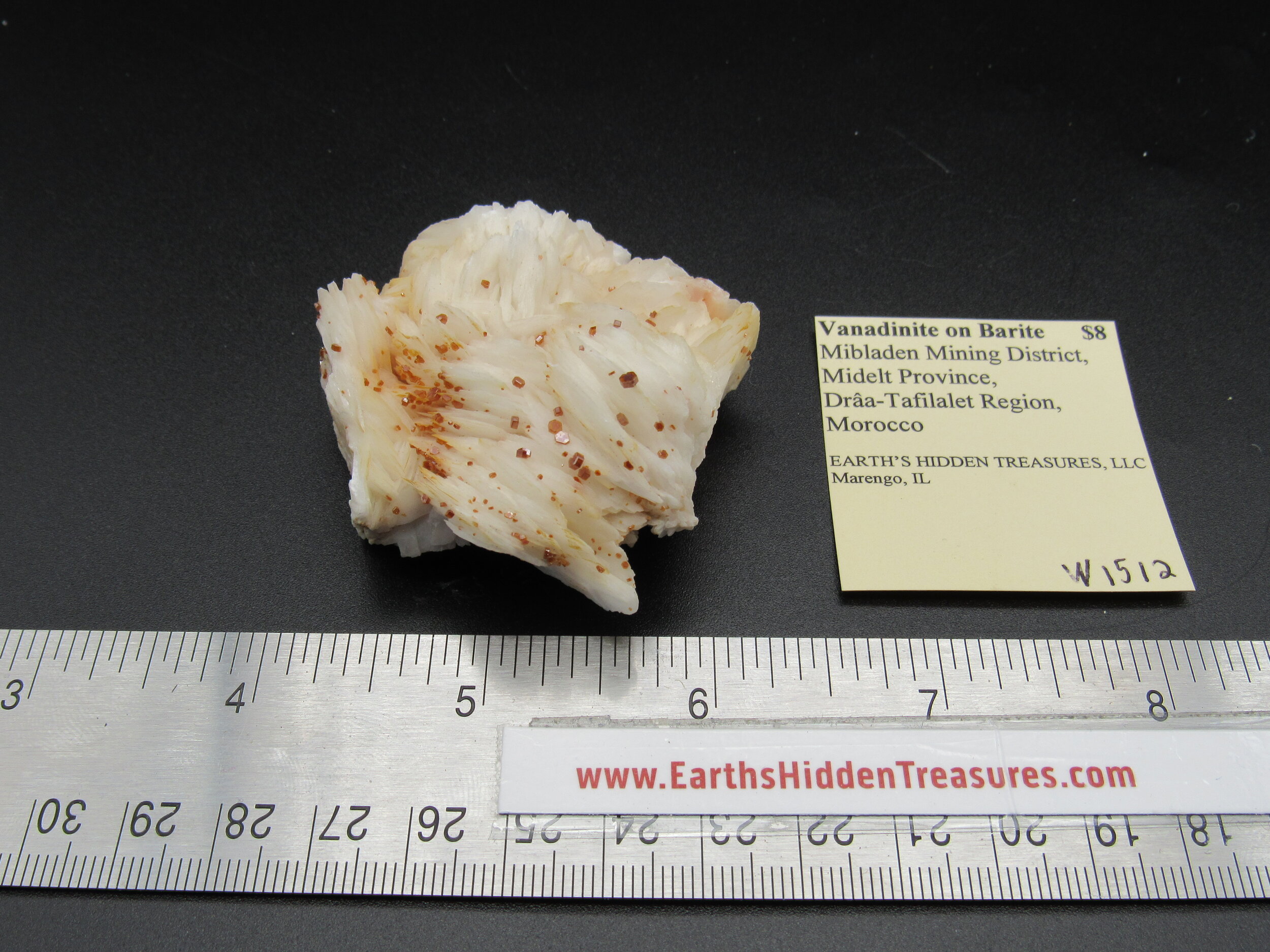 Vanadinite on Barite  -  Morocco