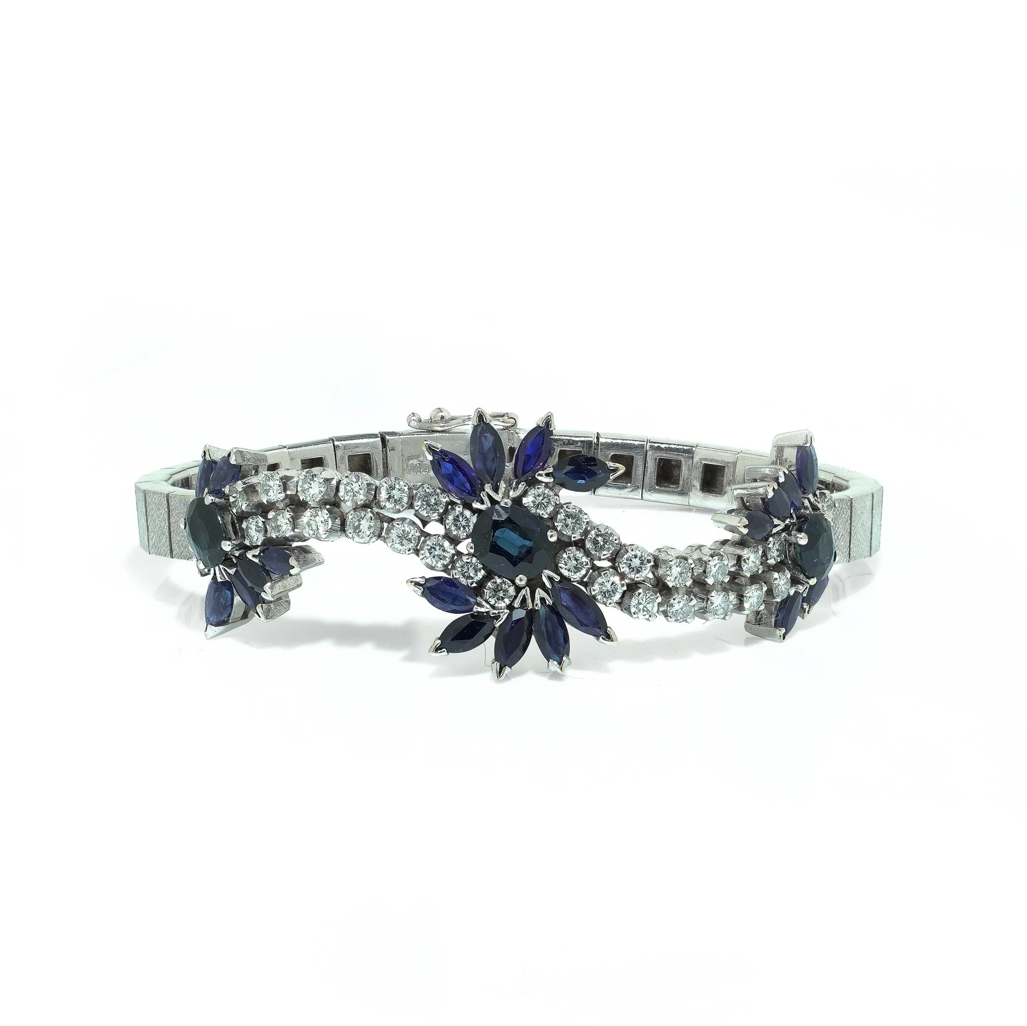 Vintage 18KT White Gold Sapphire and Diamond Bracelet