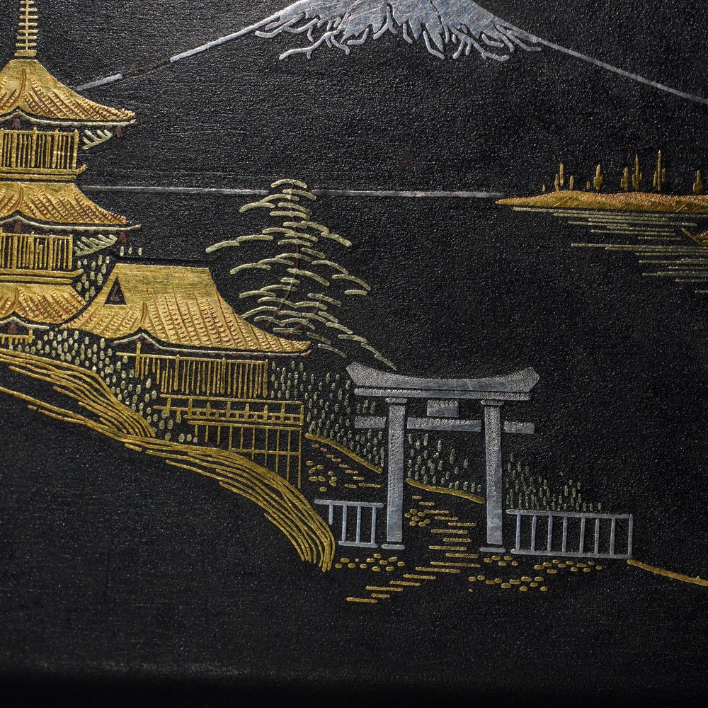 Antique Japanese Damascene Komai Styled Yellow Gold Decorated Cigarette Case