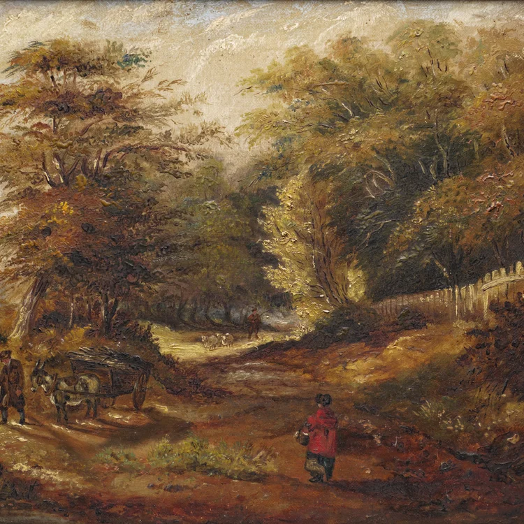 H. Stannava 19th Century Oil Painting on canvas with rural village scenery