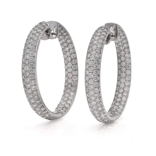 Odelia 18KT White Gold Diamond Double-Sided Hoop Earrings,, 8.19 Carats, 2007