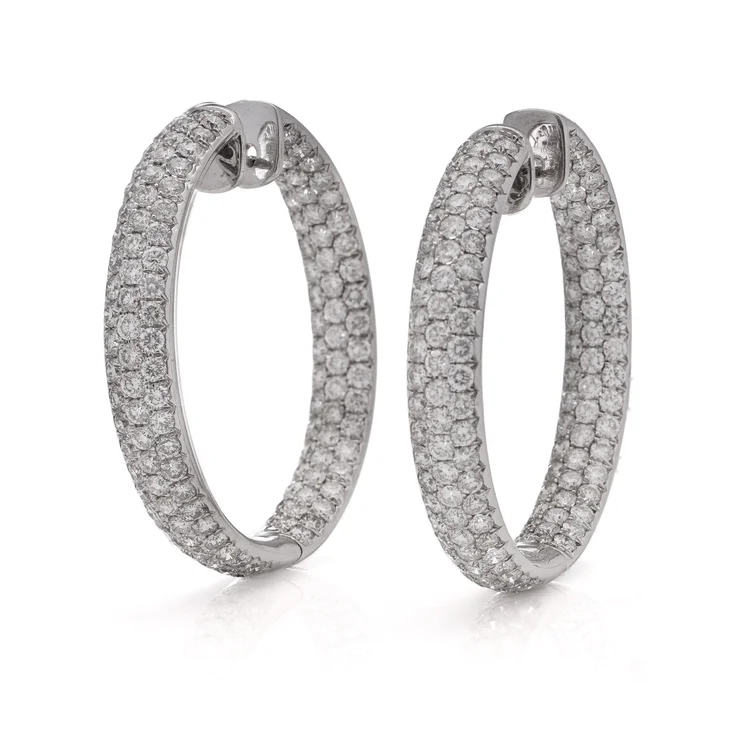 Odelia 18KT White Gold Diamond Double-Sided Hoop Earrings, , 8.19 Carats, 2007