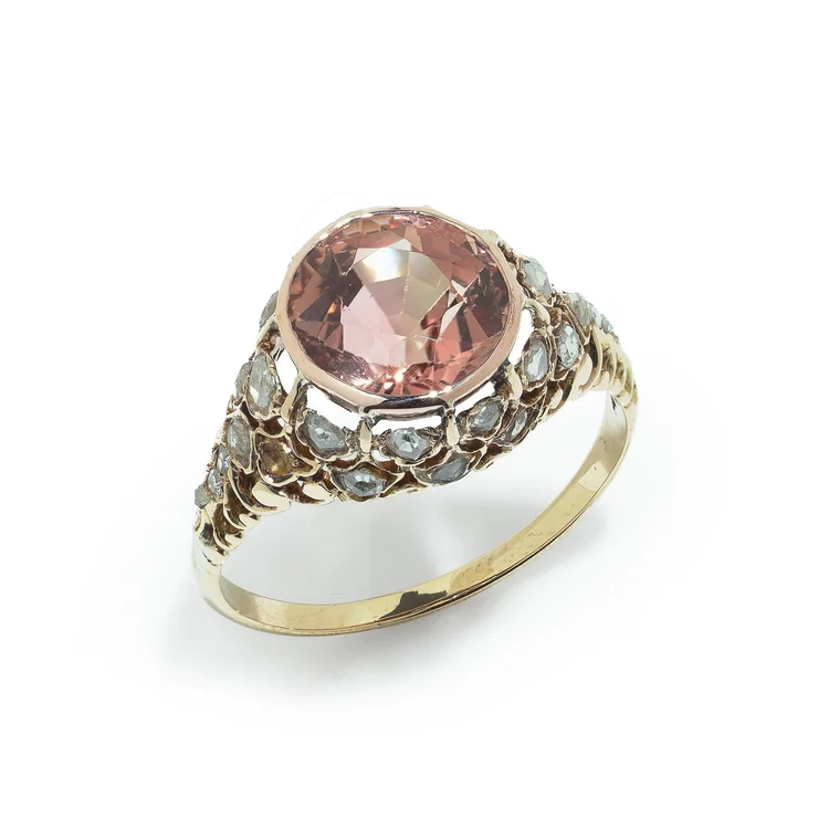 Vintage 18KT Gold 4.68ct Pink Tourmaline Ring