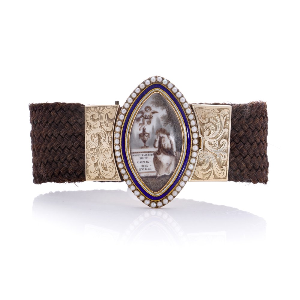 SOLD OUT - Antique 10kt.late Georgian mourning bracelet with plaited hair