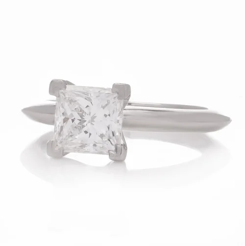 Tiffany & Co. Platinum ladies ring with 1.19 cts. Princess-cut diamond