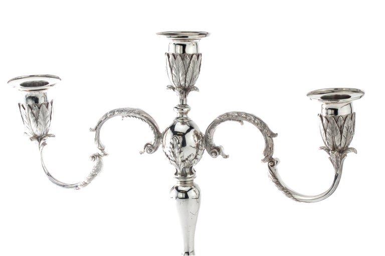 Asprey & Co. hollow Silver pair of candelabras, London, 1961