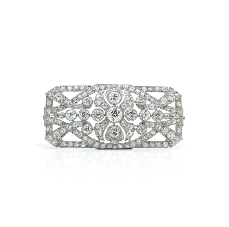 Antique Art Deco Platinum Diamond Brooch