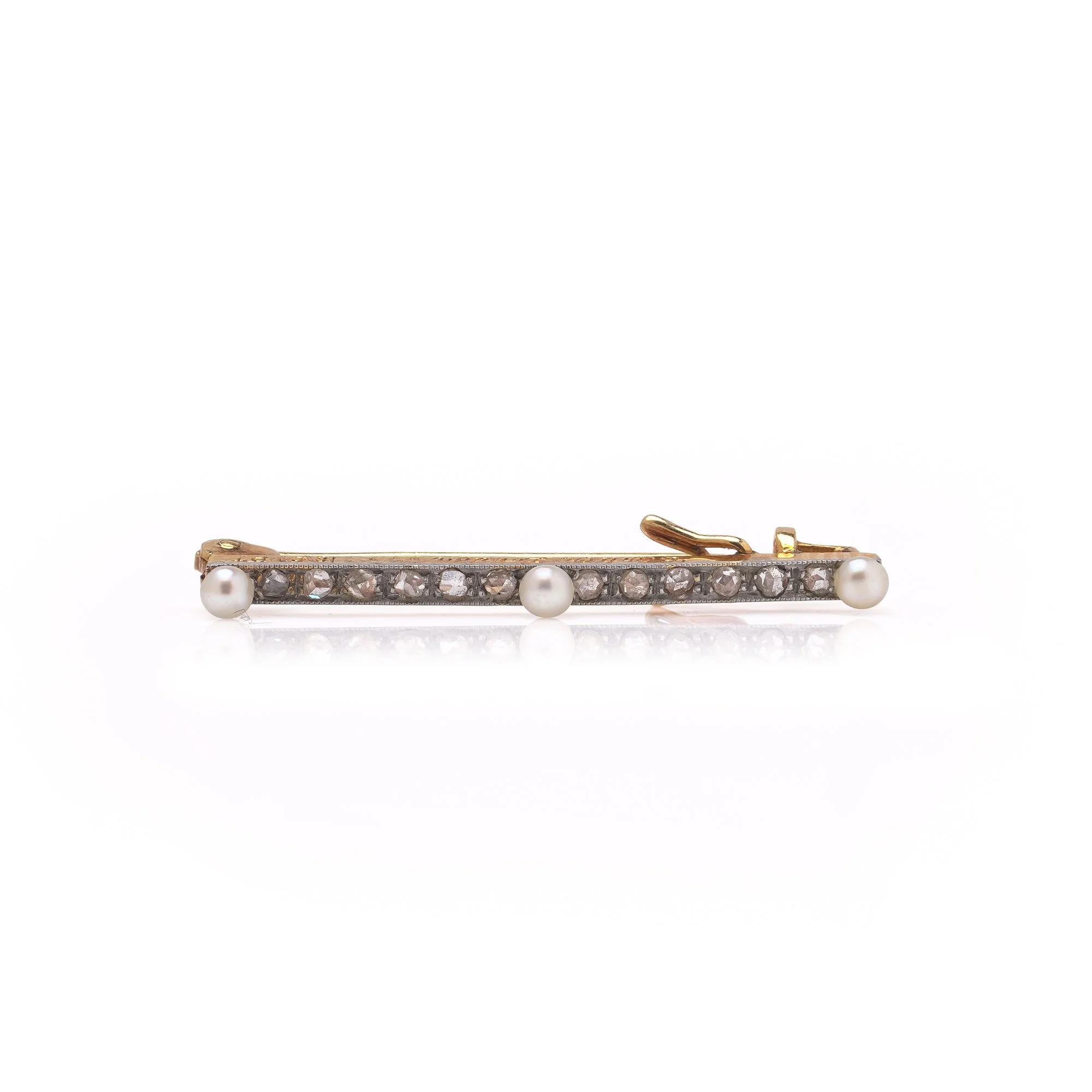 Cartier London Art Deco Natural Pearl and Diamond Brooch, 1920s