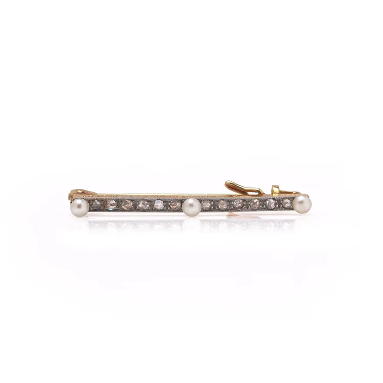Cartier London Art Deco Natural Pearl and Diamond Brooch, 1920s