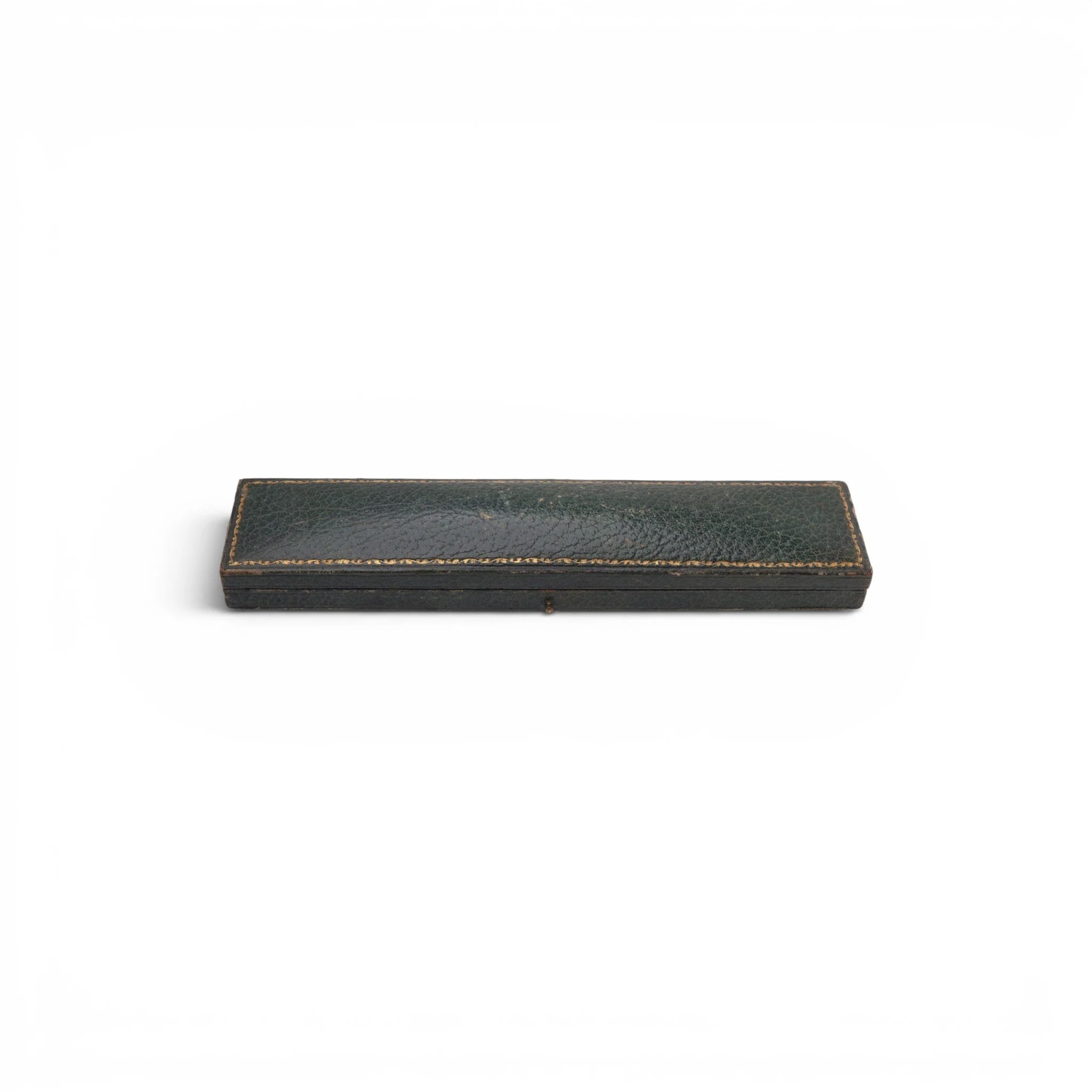 Antique Asprey, Bond Street, London Green Leather Box, Circa 1920s