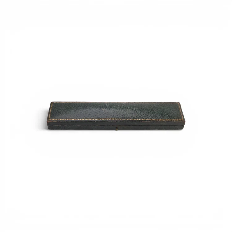 Antique Asprey, Bond Street, London Green Leather Box, Circa 1920s
