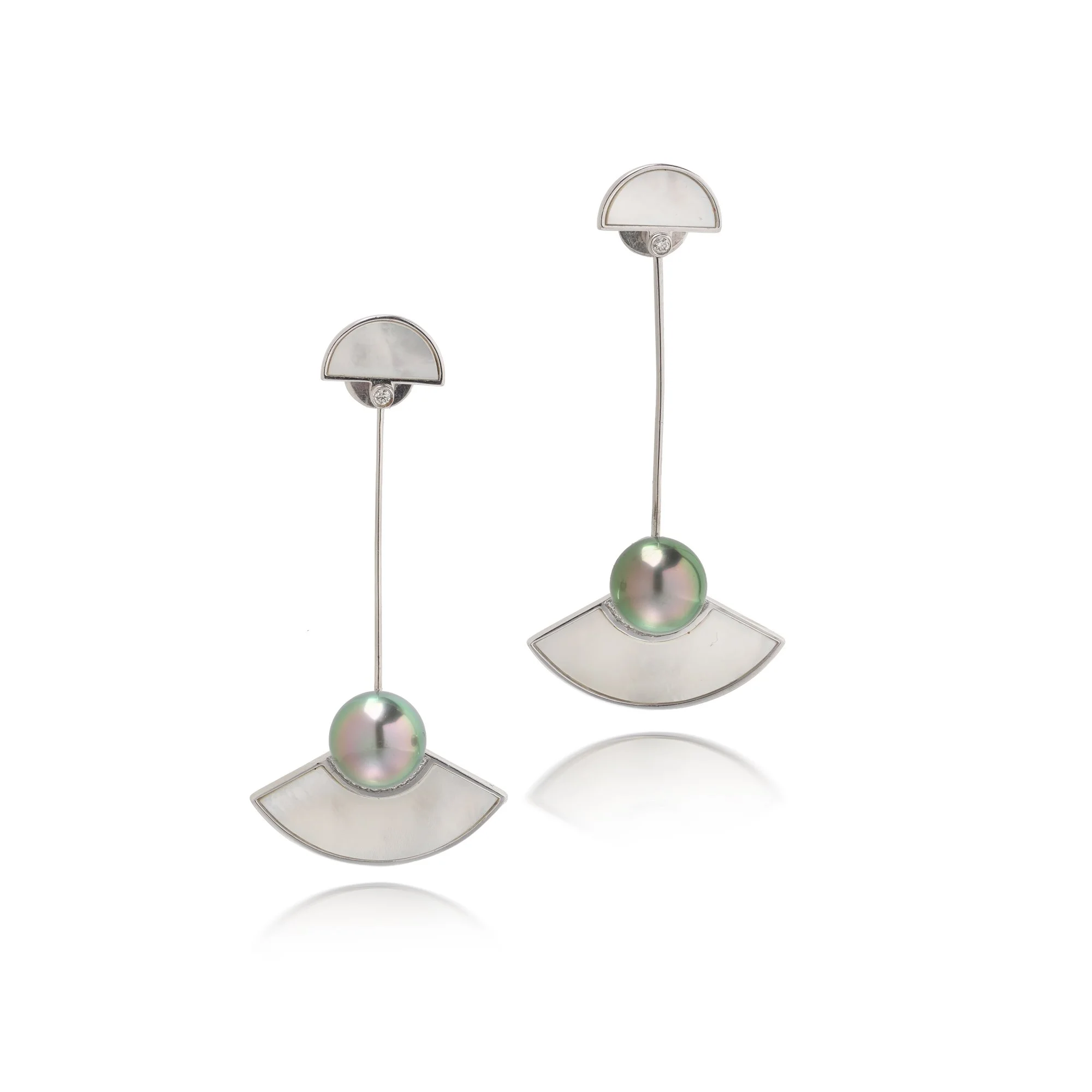 Robert Wan 18KT White Gold Tahitian Pearl, Diamond and Mother-of-Pearl Drop Earrings