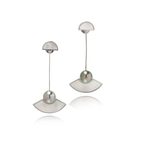 Robert Wan 18KT White Gold Tahitian Pearl, Diamond and Mother-of-Pearl Drop Earrings
