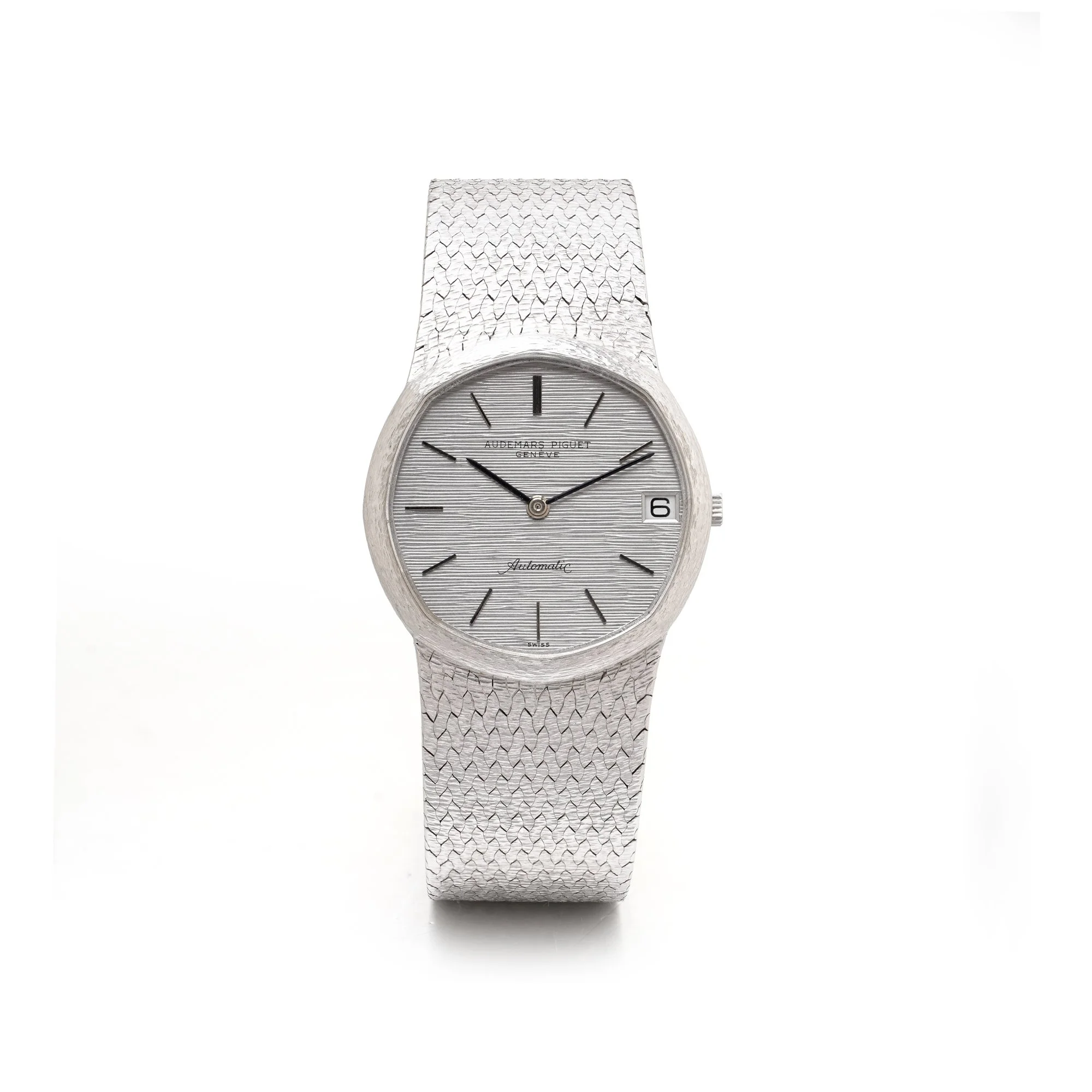 Vintage Audemars Piguet 18KT White Gold Automatic Integrated-Bracelet Wristwatch